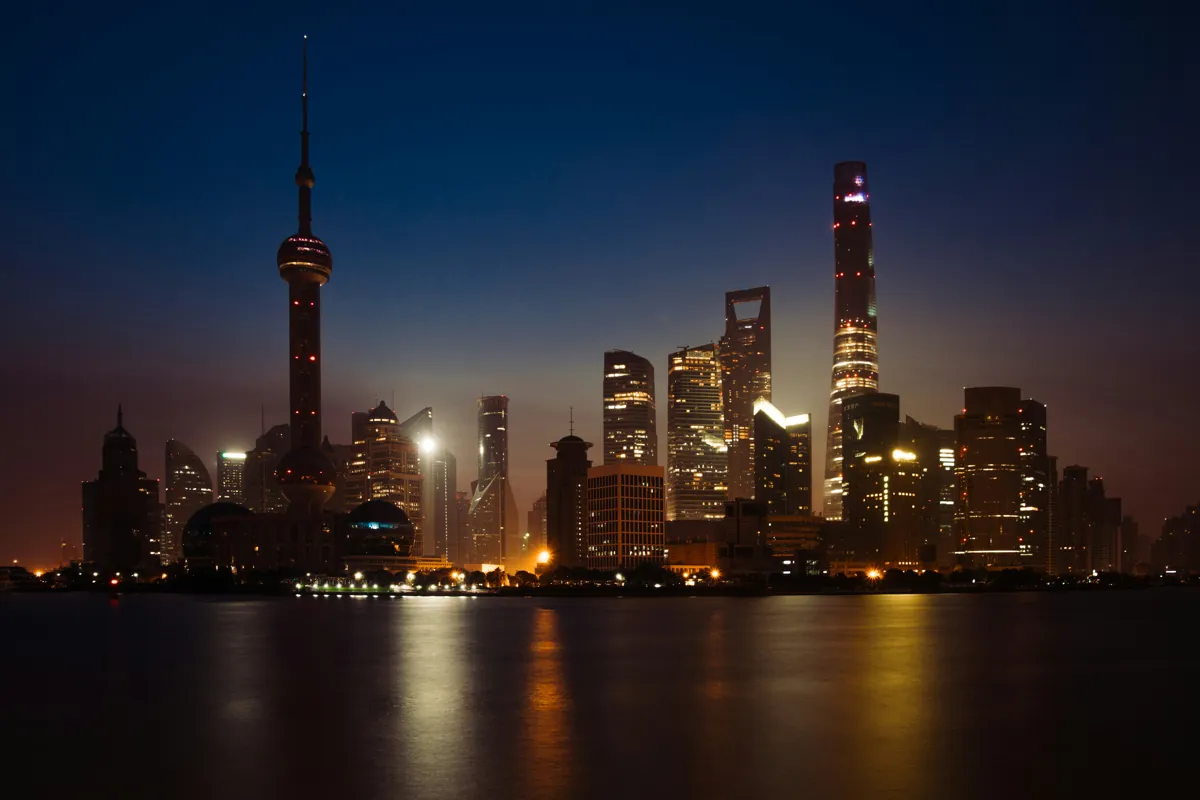 City skyline with soft evening light